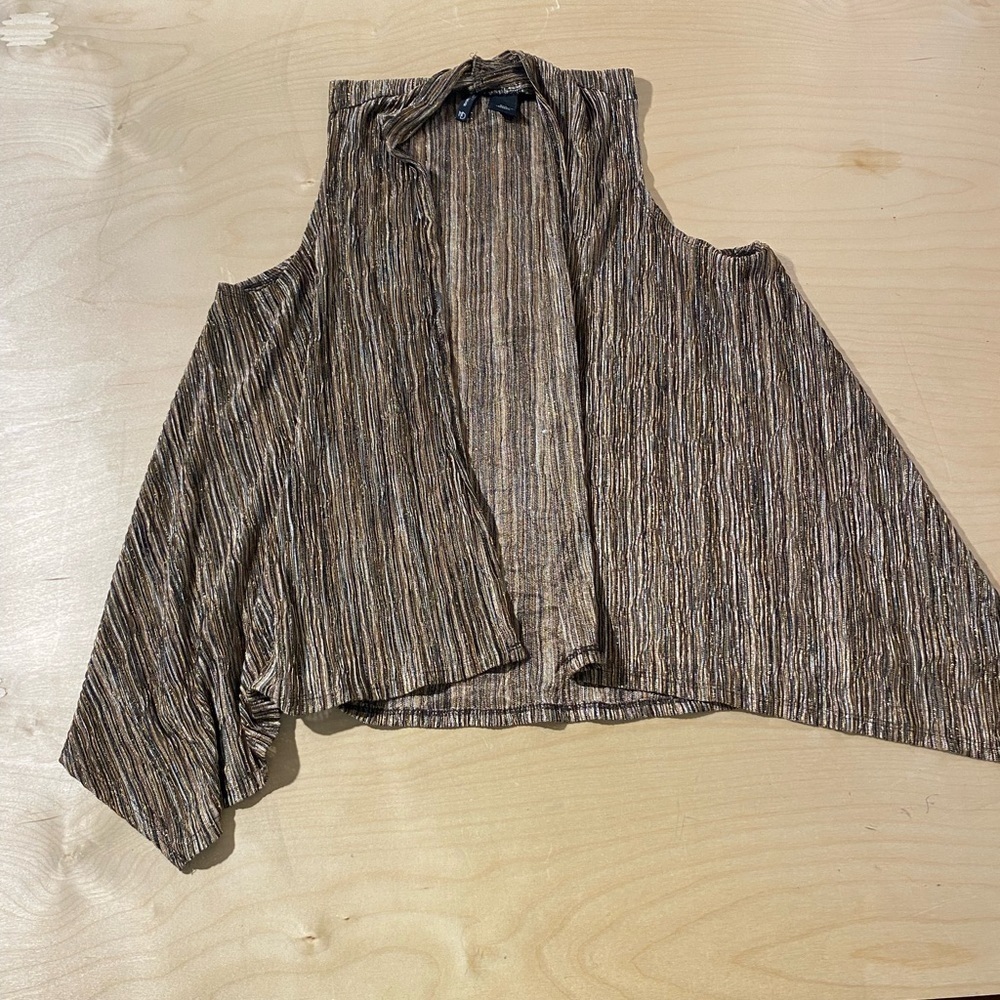 New Directions Multicolor Striped Sleeveless Cardigan Medium petite (GO)